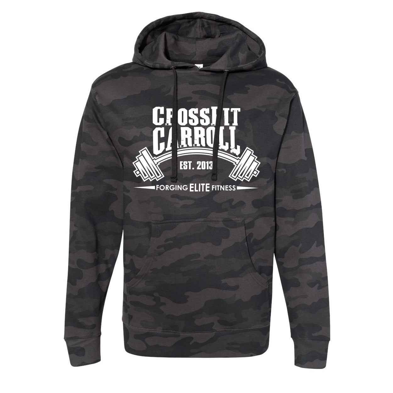 CF Carroll Hoodie in Black Camo — front view by VNDK8