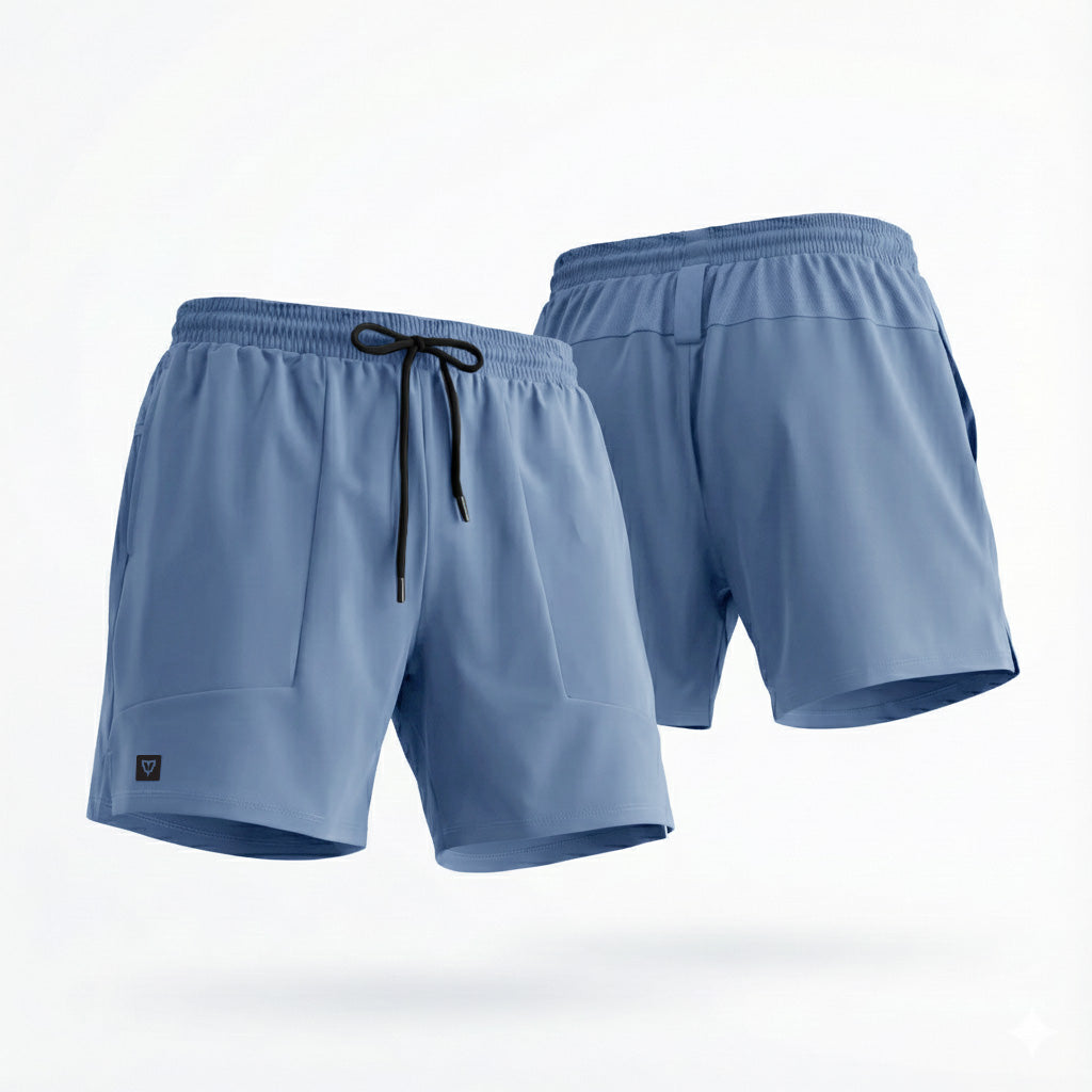 Resolve Shorts in Slate — nylon/spandex men's training shorts by VNDK8