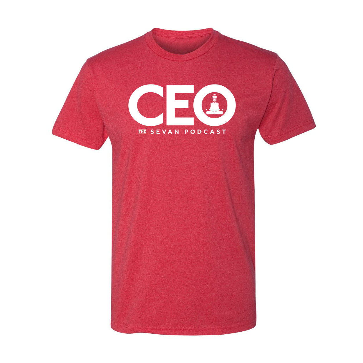 Sevan Podcast CEO Athletic Tee in Red/White — front view by VNDK8