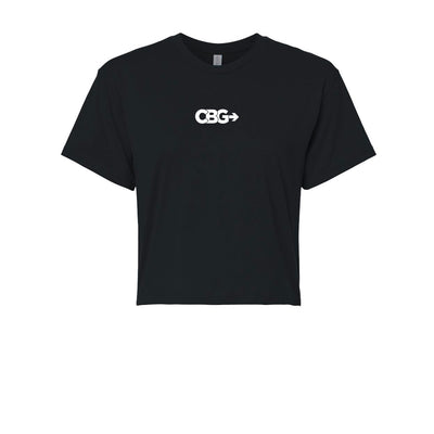 CBG Macros Women's Crop Tee in Black — front view by VNDK8