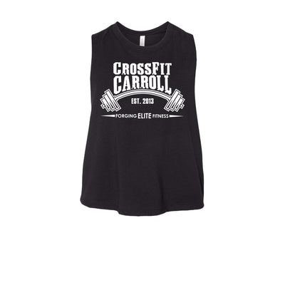 CF Carroll Women's Crop Tank in Black — front view by VNDK8