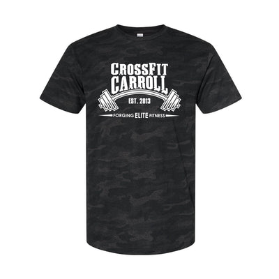 CF Carroll Athletic Tee in Black Camo — front view by VNDK8
