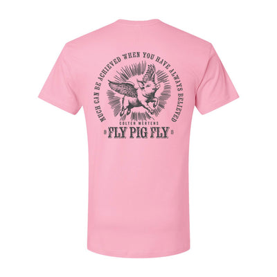 Colten Mertens Fly Pig Athletic Tee in Pink — back view by VNDK8