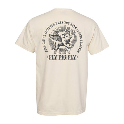 Colten Mertens Fly Pig Relaxed Tee in Ivory — back view by VNDK8