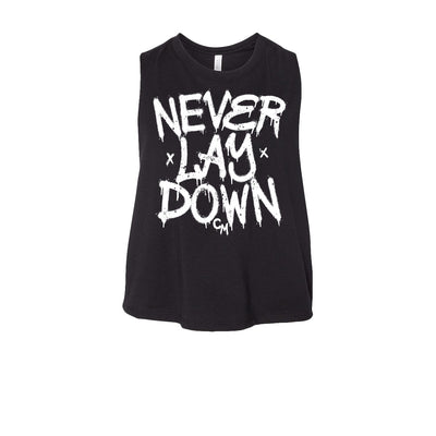 Colten Mertens NLD Graffiti v2 Women's Crop Tank in Black — front view by VNDK8