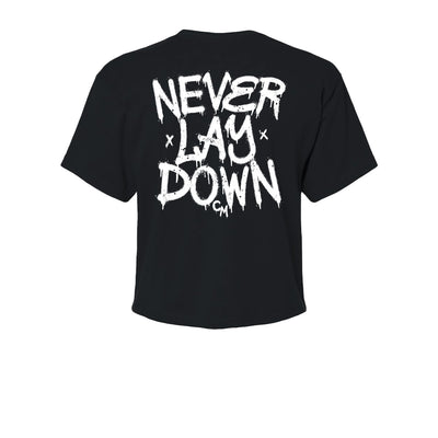 Colten Mertens NLD Graffiti Women's Crop Tee in Black — back view by VNDK8