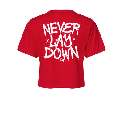 Colten Mertens NLD Graffiti Women's Crop Tee in Red — back view by VNDK8