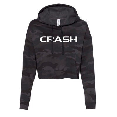 CrossFit Crash Brand Crop Hoodie in Black Camo — front view by VNDK8