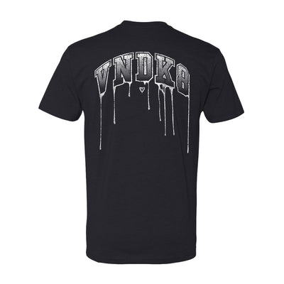 Drip Athletic Tee in Black — back view 60/40 cotton/polyester by VNDK8