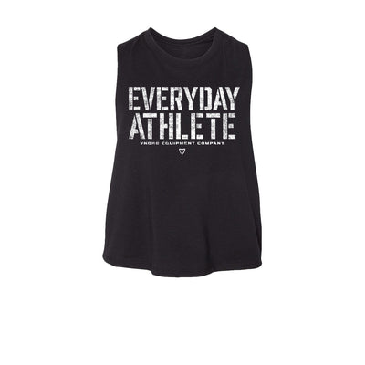 Everyday Athlete Women's Crop Tank in Black — front view by VNDK8