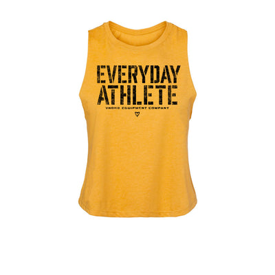 Everyday Athlete Women's Crop Tank in Mustard Yellow — front view by VNDK8