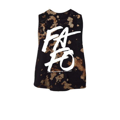 FAFO Women's Crop Tank in Burnout Black — front view by VNDK8