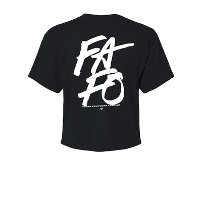 FAFO Women's Crop Tee in Black — back view by VNDK8