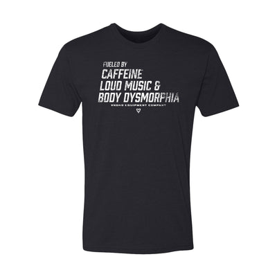 Fueled Tee in Black — front view 60/40 cotton/polyester by VNDK8