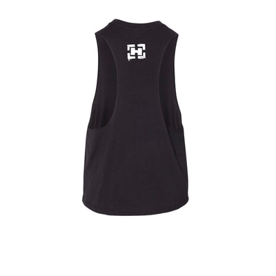 Hiller HillerFit Women's Crop Muscle Tank in Black — back view by VNDK8