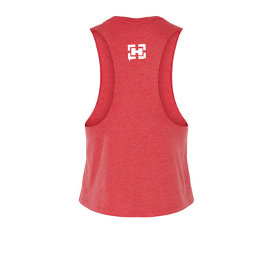 Hiller HillerFit Women's Crop Muscle Tank in Red — back view by VNDK8
