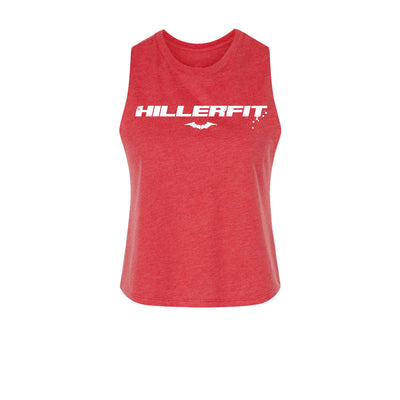 Hiller HillerFit Women's Crop Muscle Tank in Red — front view by VNDK8
