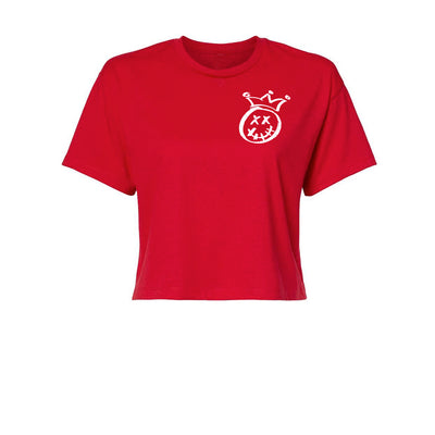 Everything Hurts Women's Crop Tee in Red — front view by VNDK8
