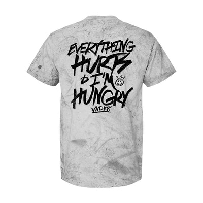 Everything Hurts Relaxed Tee in Distressed Gray — back view by VNDK8