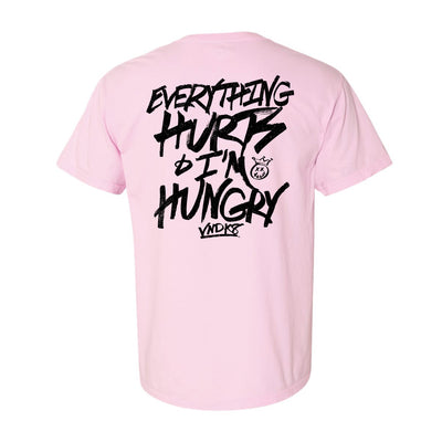 Everything Hurts Relaxed Tee in Pink — back view by VNDK8