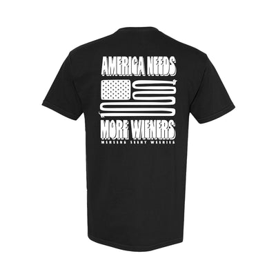 MTW American Wiener Tee in Black — back view by VNDK8