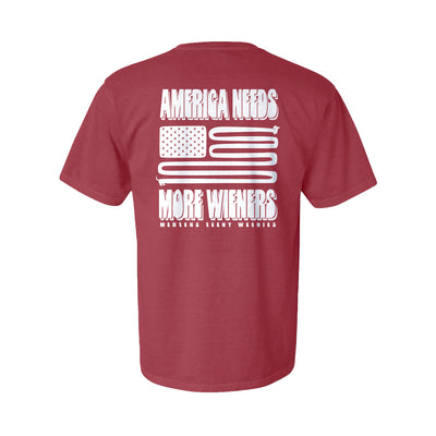 MTW American Wiener Tee in Red — back view by VNDK8