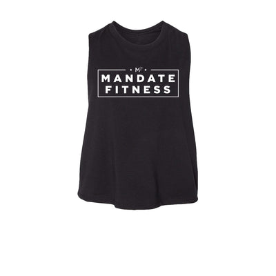 Mandate Fitness Women's Crop Tank in Black — front view by VNDK8