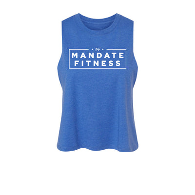 Mandate Fitness Women's Crop Tank in Blue — front view by VNDK8