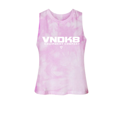 VNDK8 Nameplate Women's Crop Tank in Pink Clouds — front view by VNDK8