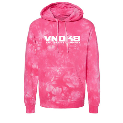 VNDK8 Nameplate Tie Dye Hoodie in Pink Tie Dye — front view by VNDK8