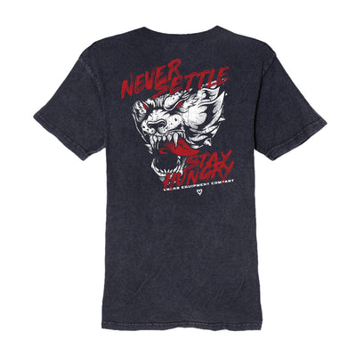Never Settle Tee in Vintage Black — back view 100% ringspun cotton by VNDK8