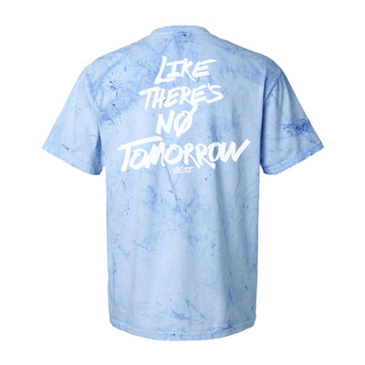 No Tomorrow Tee in Distressed Blue/Ocean — back view garment-dyed ring-spun cotton by VNDK8
