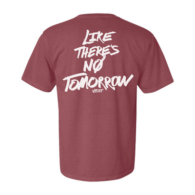 No Tomorrow Tee in Red — back view by VNDK8