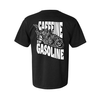 Paper Street Coffee Gasoline Tee in Black/White — back view by VNDK8