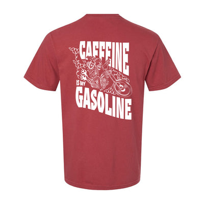 Paper Street Coffee Gasoline Tee in Red/White — back view garment-dyed by VNDK8