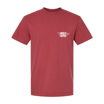 Paper Street Coffee Gasoline Tee in Red/White — front view by VNDK8