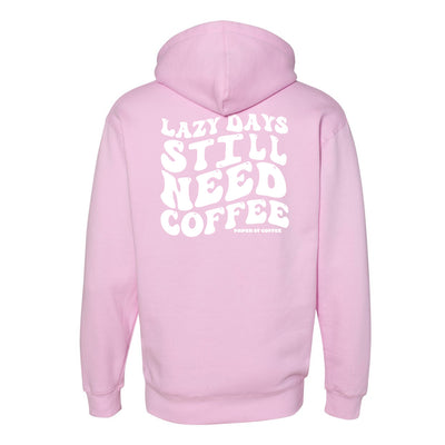 Paper Street Coffee Lazy Days Hoodie in Pink — back view by VNDK8