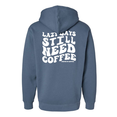 Paper Street Coffee Lazy Days Hoodie in Storm — back view by VNDK8