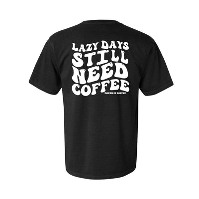 Paper Street Coffee Lazy Days Tee in Black/White — back view by VNDK8