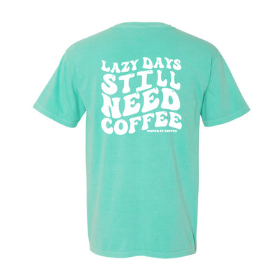 Paper Street Coffee Lazy Days Tee in Mint/White — back view by VNDK8