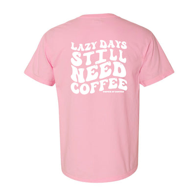 Paper Street Coffee Lazy Days Tee in Pink/White — back view by VNDK8