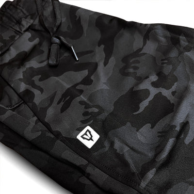 Women's Reset Joggers in Black Camo — drawstring waistband detail by VNDK8