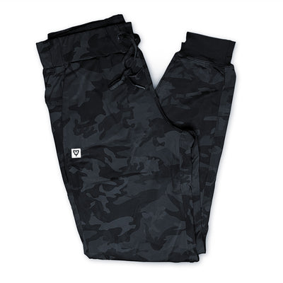 Women's Reset Joggers in Black Camo — full length slim fit performance joggers by VNDK8