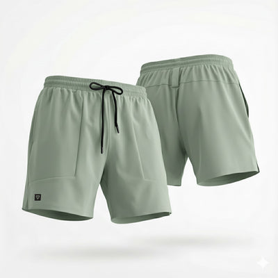 Resolve Shorts in Sage — men's functional fitness training shorts by VNDK8