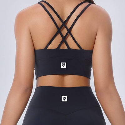 Women's Respond Sports Bra in Black — back detail 3 by VNDK8