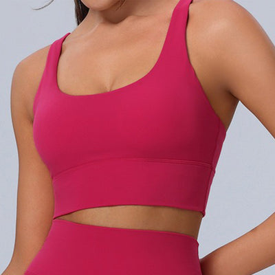 Women's Respond Sports Bra in Wildberry — front detail view by VNDK8