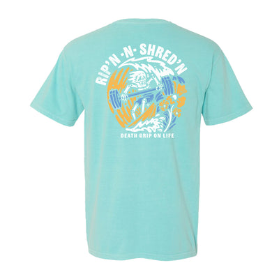 Rip-N-Shred Relaxed Tee in Mint Green — back view by VNDK8
