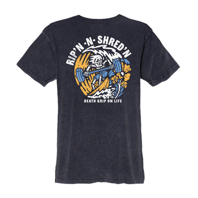 Rip-N-Shred Relaxed Tee in Vintage Black — back view by VNDK8