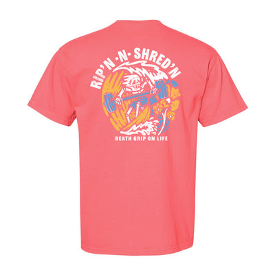 Rip-N-Shred Relaxed Tee in Watermelon — back view garment-dyed 100% ring-spun cotton by VNDK8