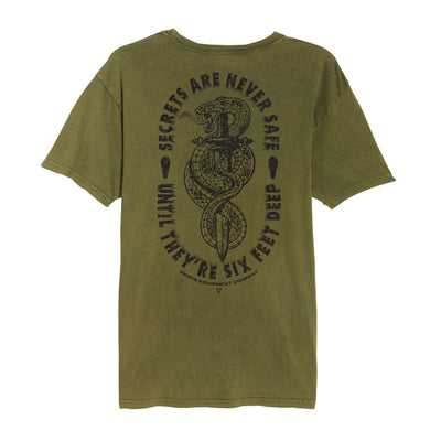 Trust Issues Tee in Vintage Olive — back view by VNDK8